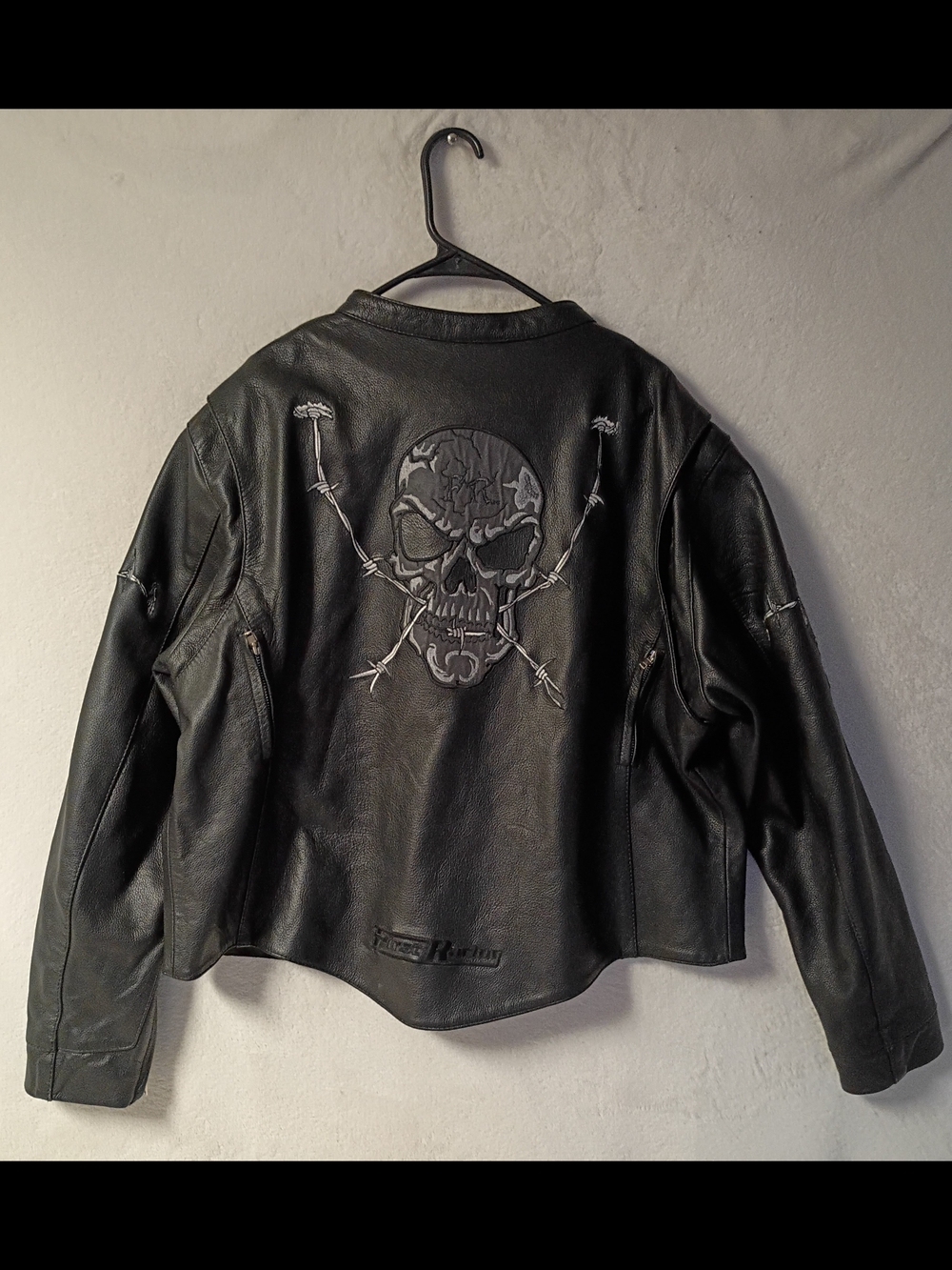 First Racing Black Leather Skull Motorcycle Jacket Size 4x Women's